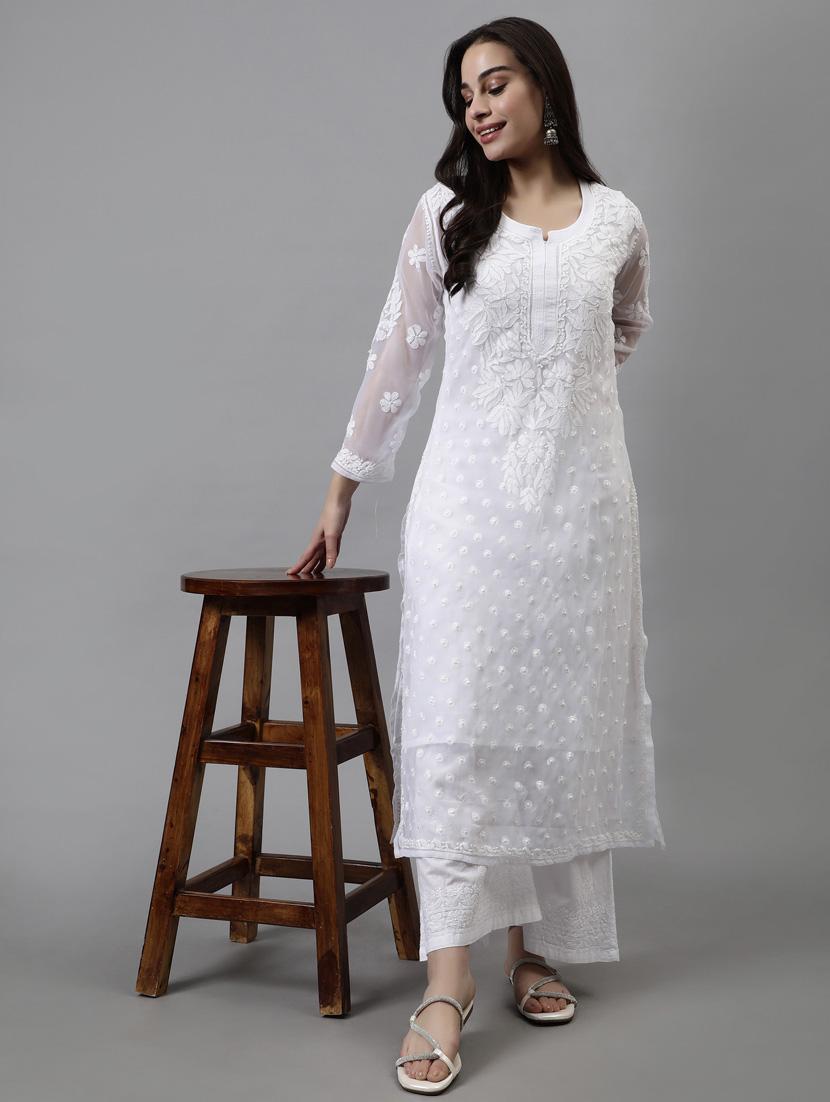 women three quarter sleeve straight kurta - 20957565 - Standard Image - 5