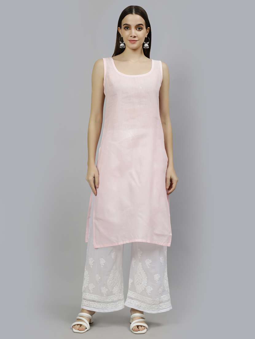 women three quarter sleeve straight kurta - 20957568 -  Standard Image - 3