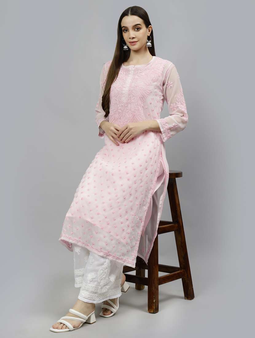 women three quarter sleeve straight kurta - 20957568 -  Standard Image - 5