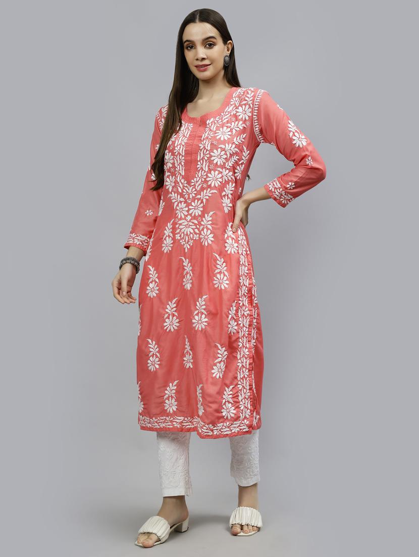 women three quarter sleeve straight kurta - 20957572 -  Zoom Image - 0