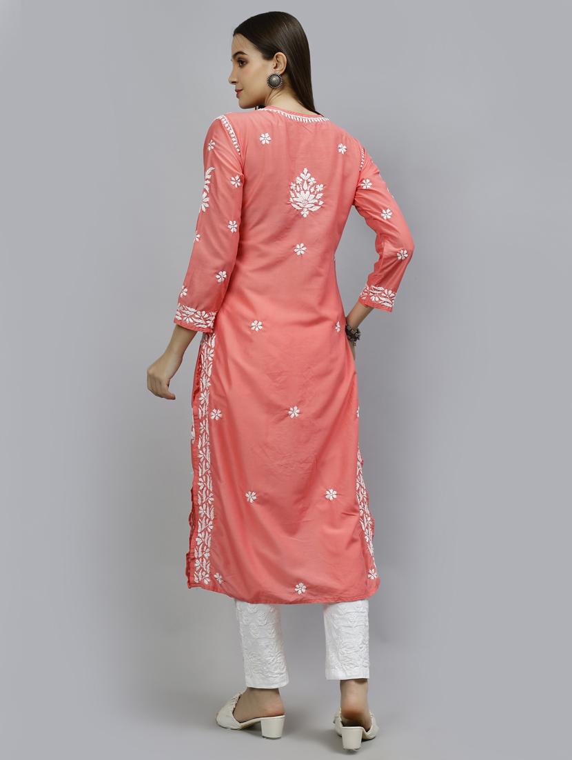 women three quarter sleeve straight kurta - 20957572 - Standard Image - 3