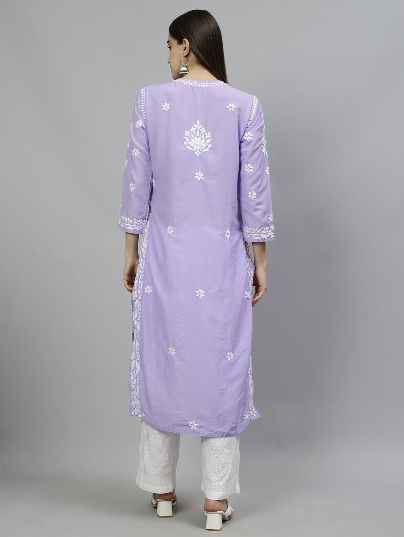women three quarter sleeve straight kurta - 20957573 - Standard Image - 3