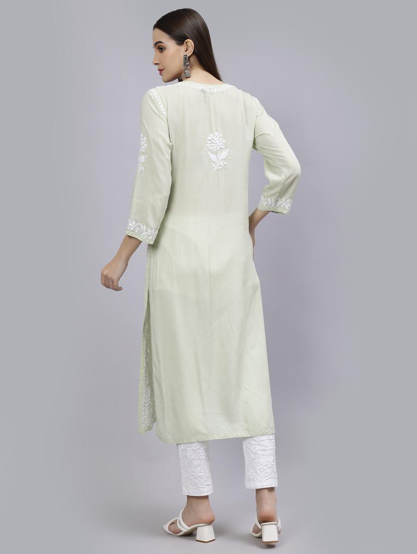 women three quarter sleeve straight kurta - 20957579 - Standard Image - 3