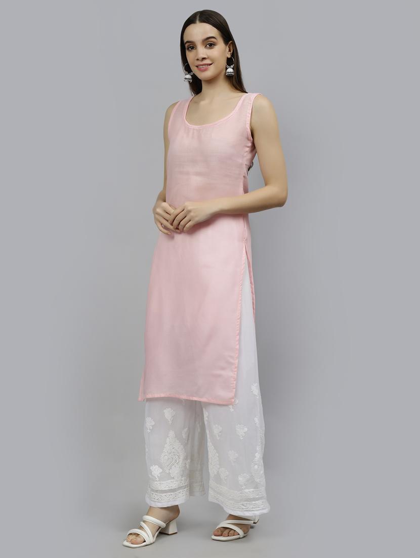 women three quarter sleeve straight kurta - 20957584 - Standard Image - 3