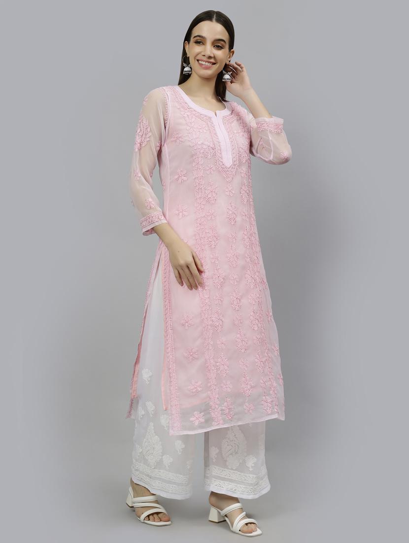 women three quarter sleeve straight kurta - 20957584 - Standard Image - 5