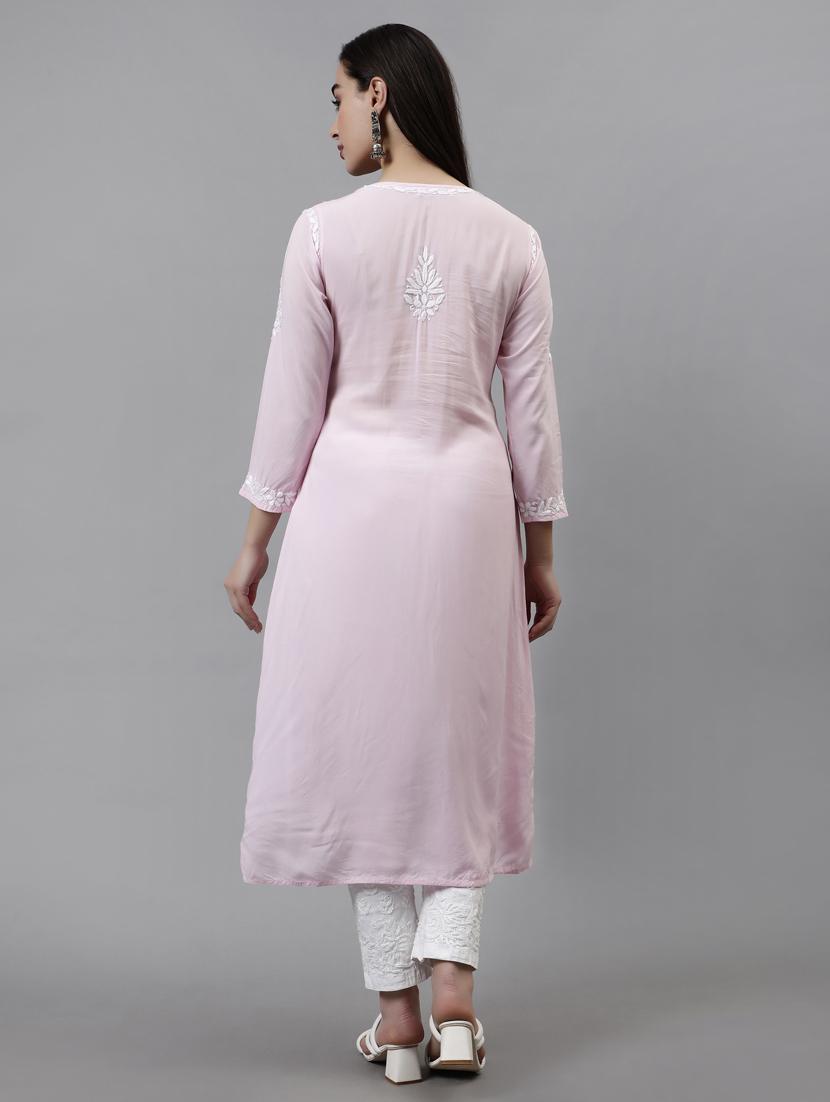 women three quarter sleeve straight kurta - 20957588 - Standard Image - 3