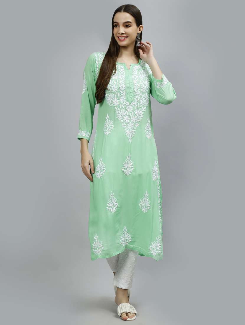 women three quarter sleeve straight kurta