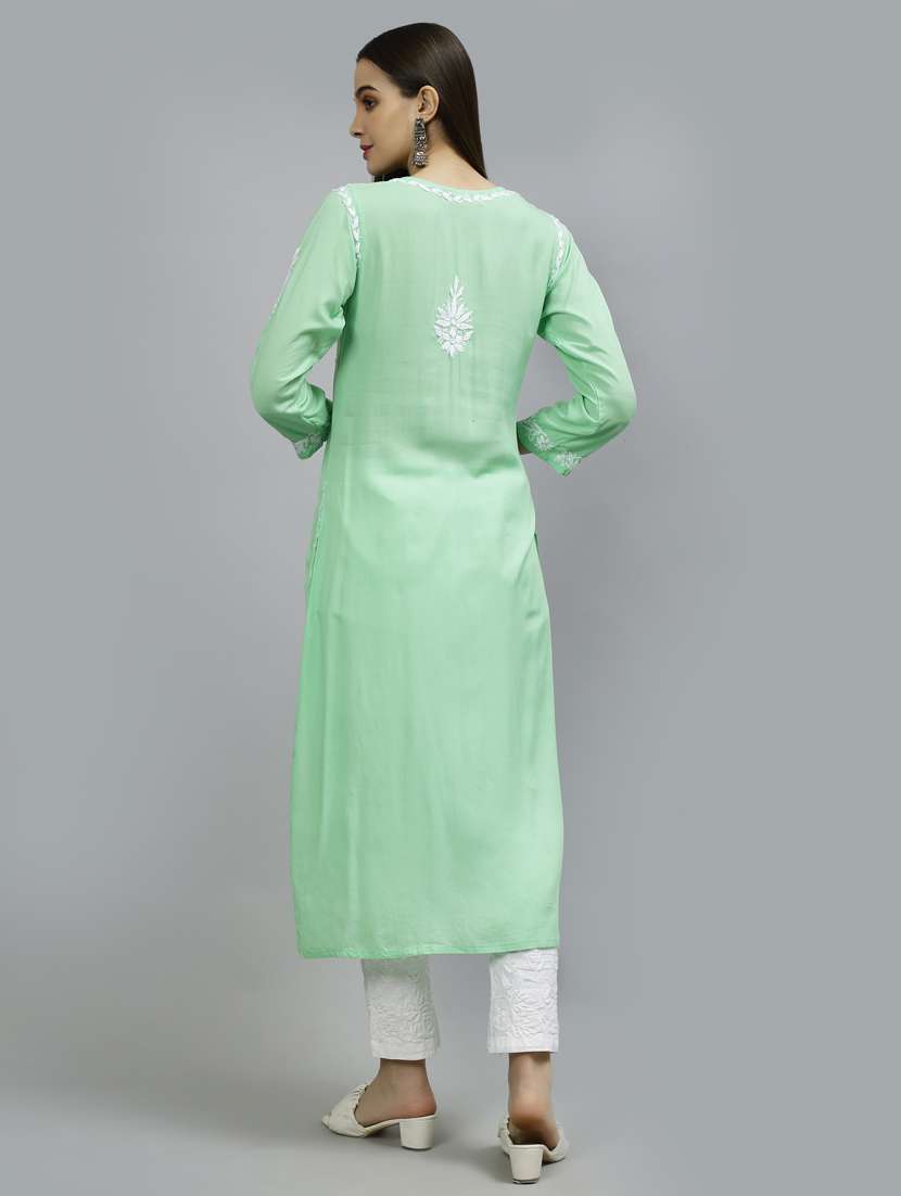 women three quarter sleeve straight kurta - 20957589 -  Standard Image - 3