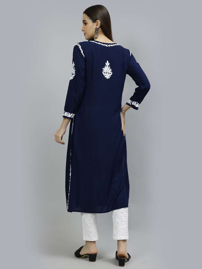 women three quarter sleeve straight kurta - 20957592 -  Standard Image - 3