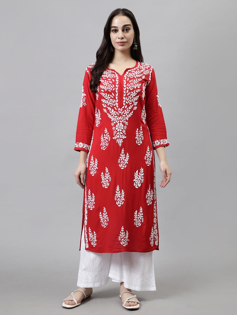 women three quarter sleeve straight kurta