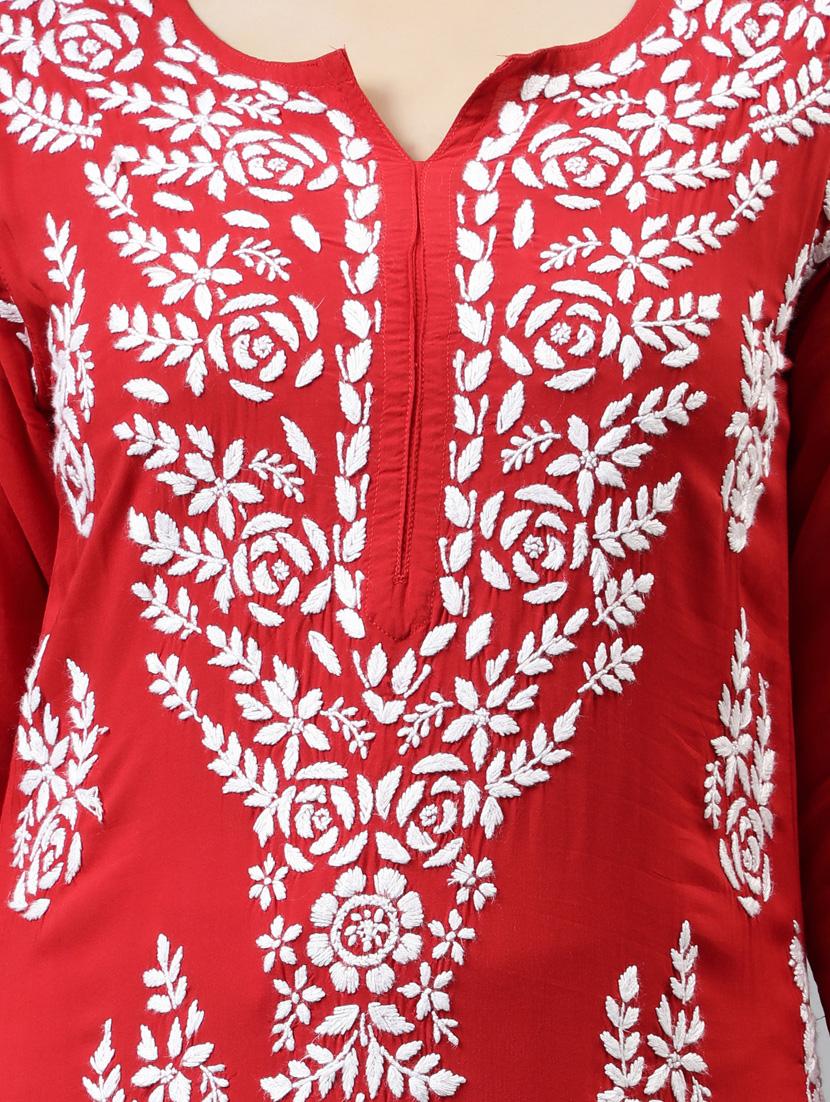 women three quarter sleeve straight kurta - 20957597 - Standard Image - 5