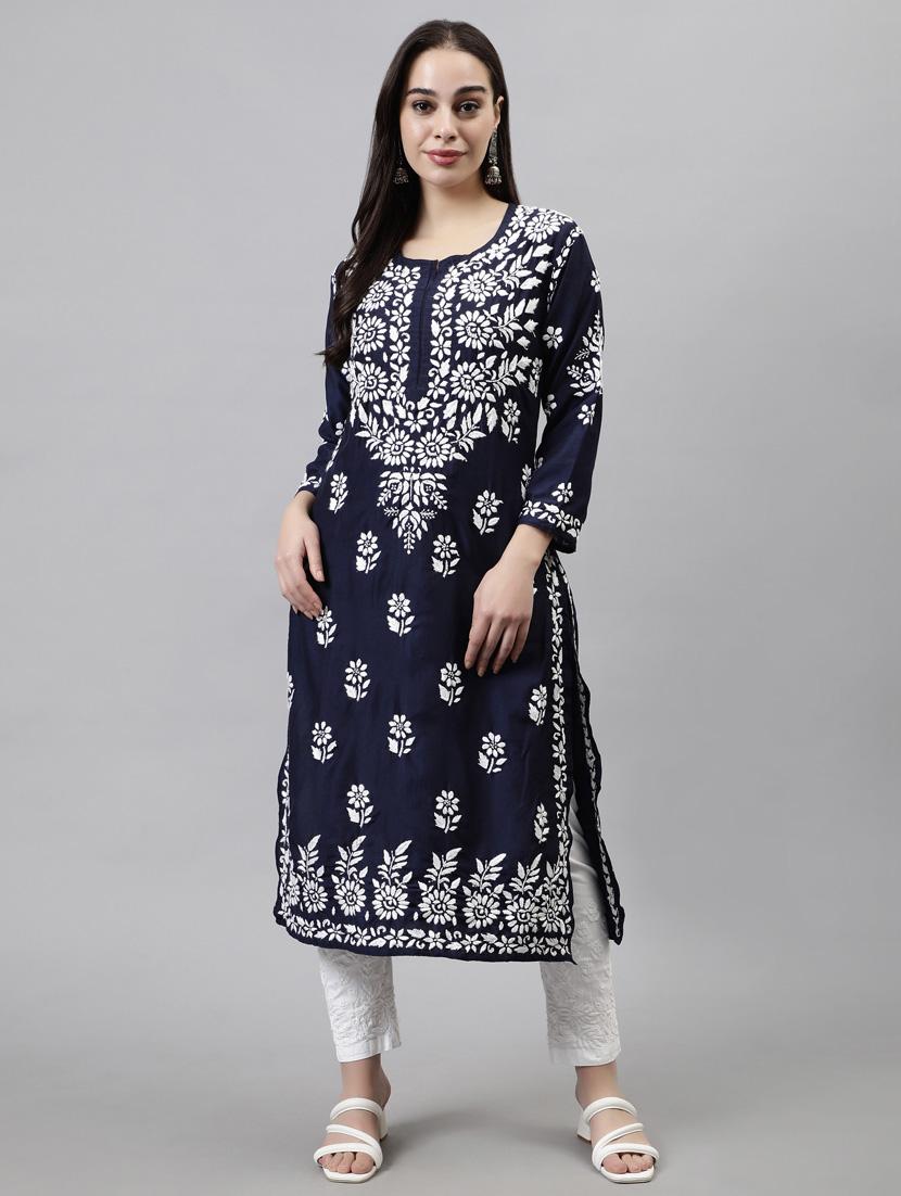 women three quarter sleeve straight kurta