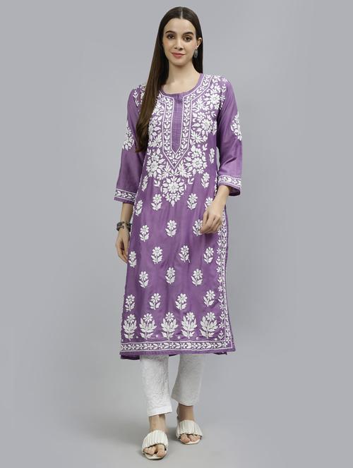 women three quarter sleeve straight kurta - 20957607 - Standard Image - 0