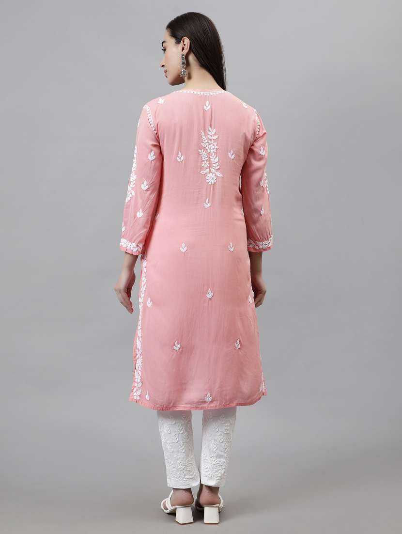 women three quarter sleeve straight kurta - 20957609 -  Standard Image - 3