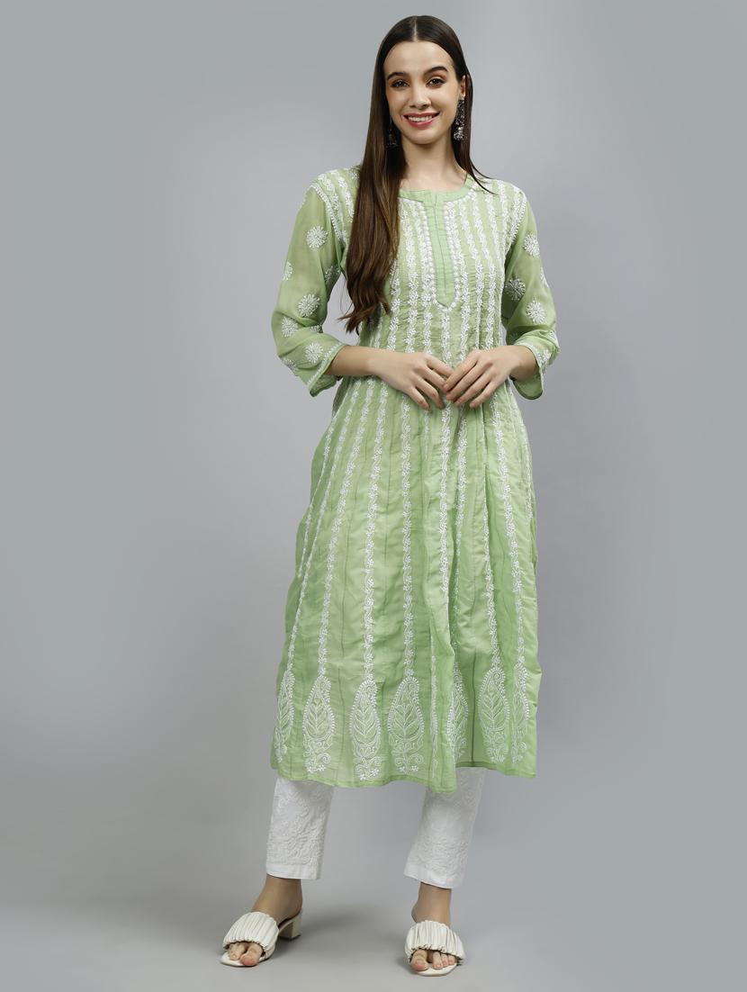 women three quarter sleeve anarkali kurta - 20957612 - Zoom Image - 0
