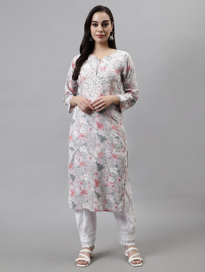 women three quarter sleeve straight kurta - 20957621 -  Zoom Image - 0