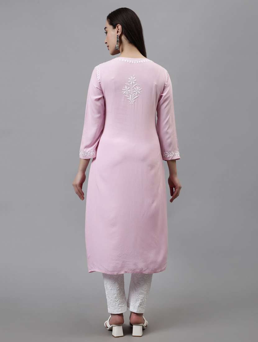 women three quarter sleeve straight kurta - 20957631 -  Standard Image - 3