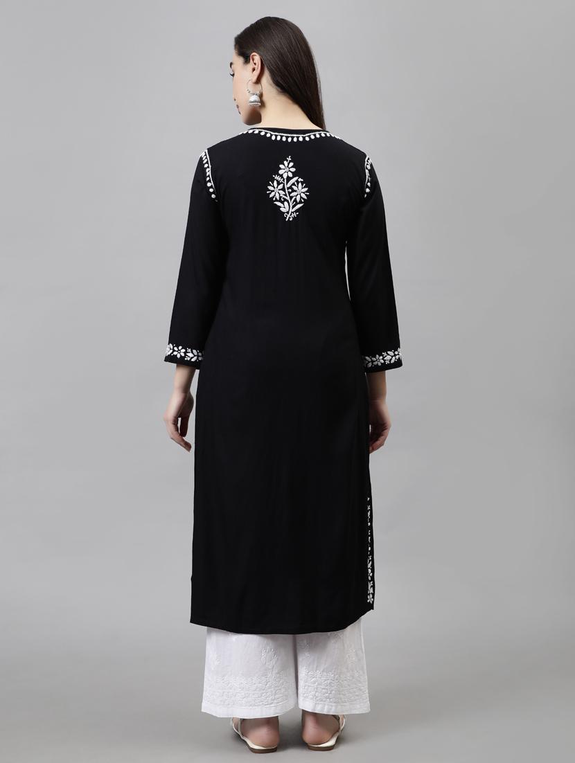 women three quarter sleeve straight kurta - 20957633 - Standard Image - 3