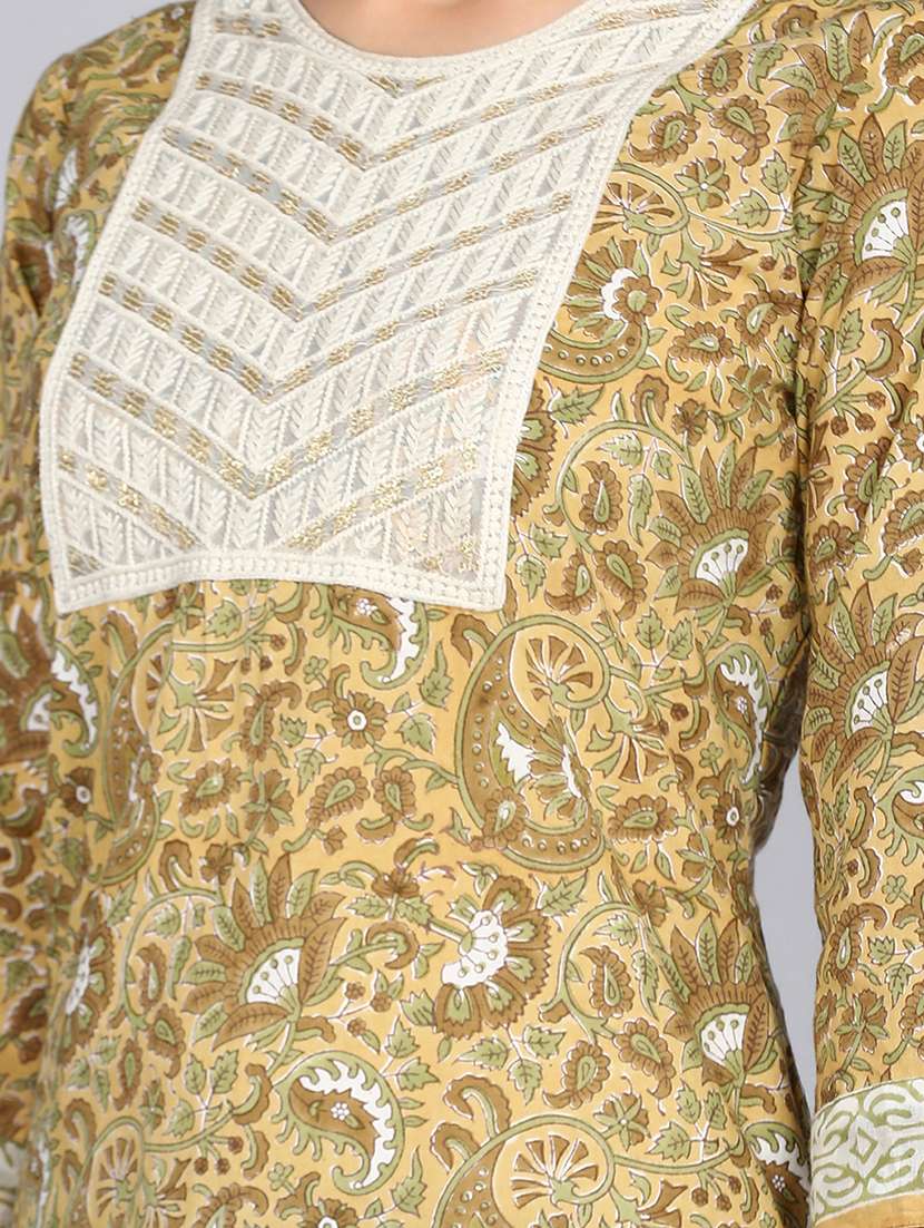 women yellow round neck straight kurta - 20957645 -  Standard Image - 3