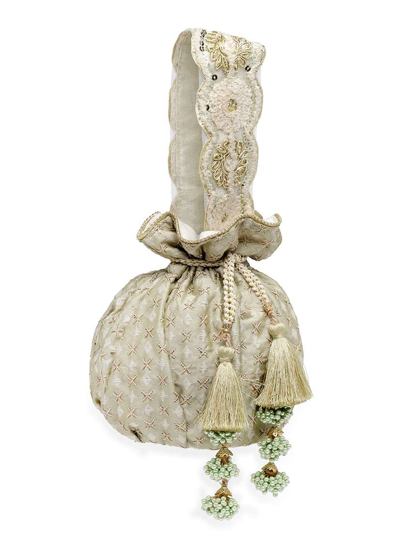 Embroidered Faux Silk Regular Potli