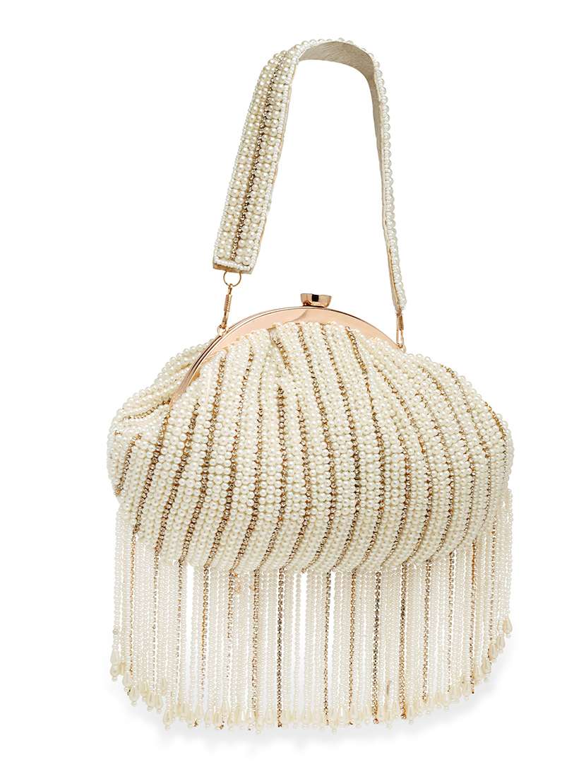Embellished Faux Silk Box Clutch