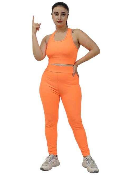 women solid orange active wear coord set - 20958450 - Standard Image - 0