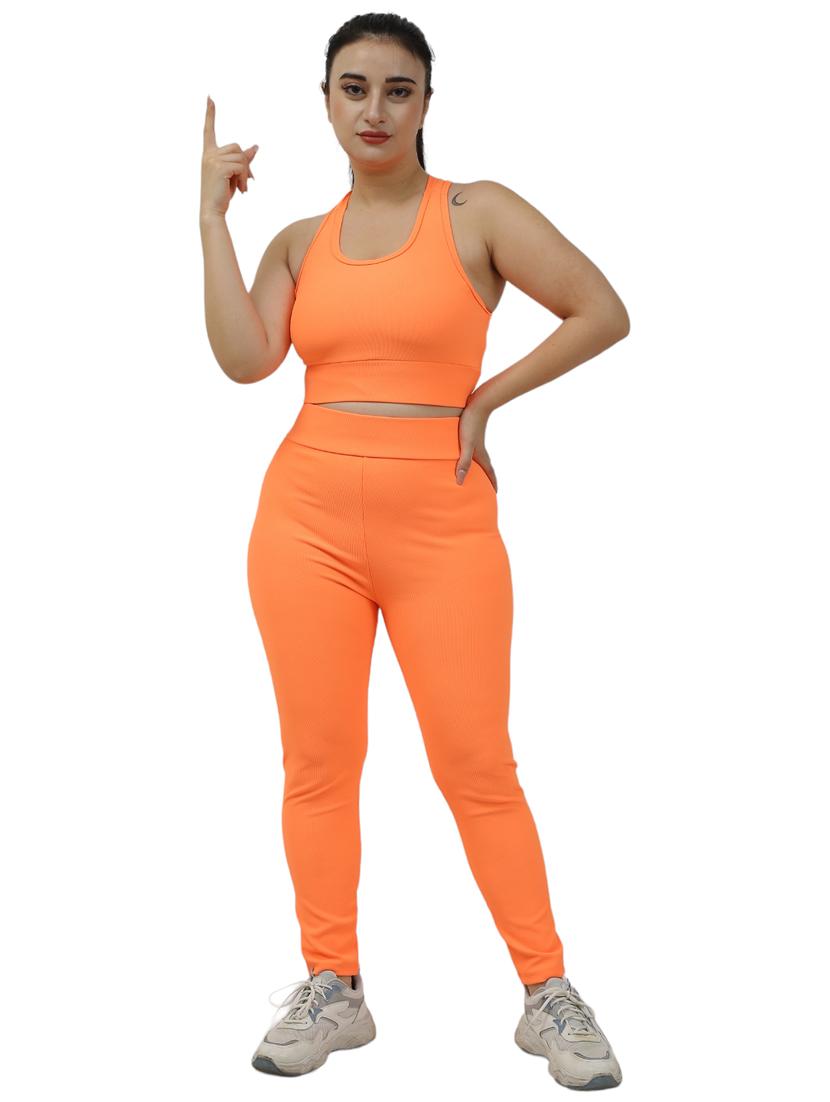 women solid orange active wear coord set - 20958450 - Zoom Image - 0