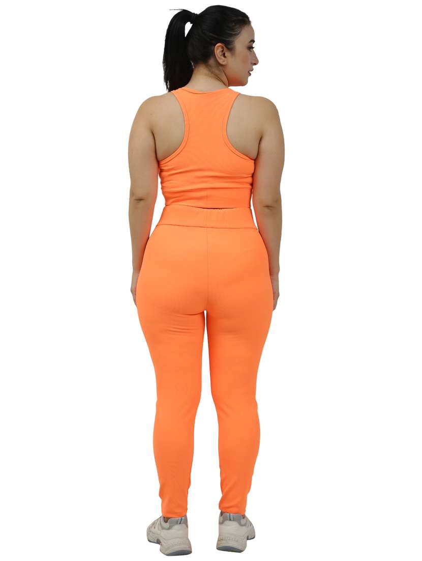 women solid orange active wear coord set - 20958450 - Standard Image - 3