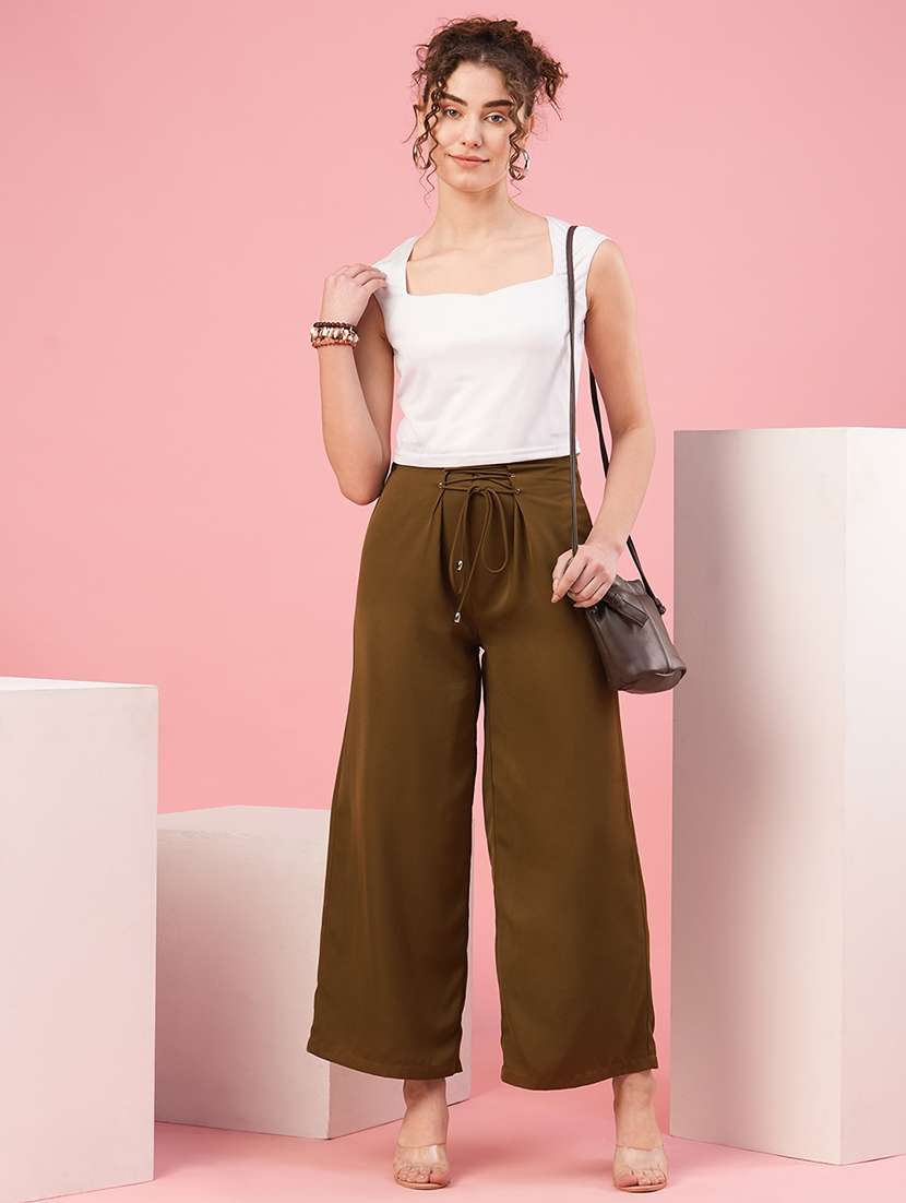 women solid wide leg trouser - 20958585 -  Standard Image - 3