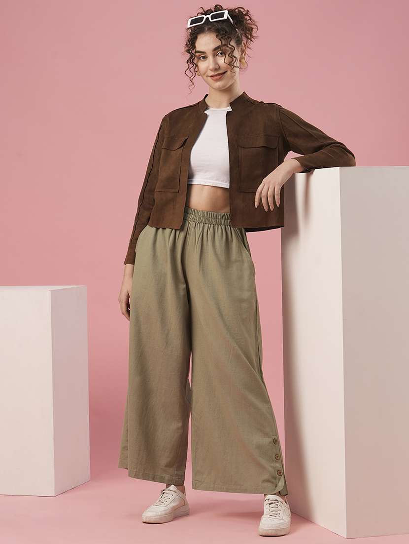 women solid brown regular jacket - 20958637 -  Standard Image - 3