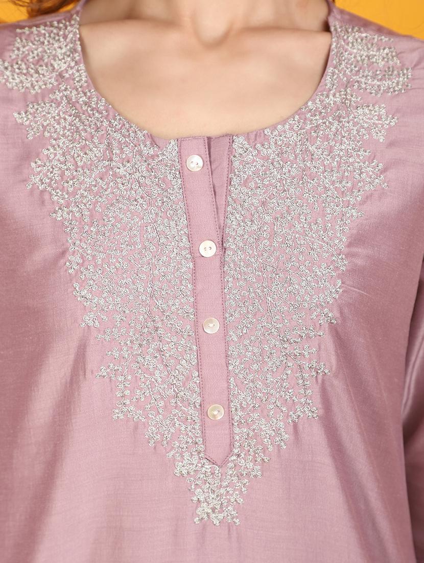 women three quarter sleeve straight kurta - 20958693 - Standard Image - 5
