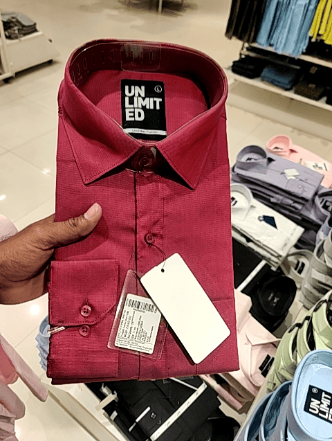 maroon chambray formal shirt - 20958747 - Standard Image - 0