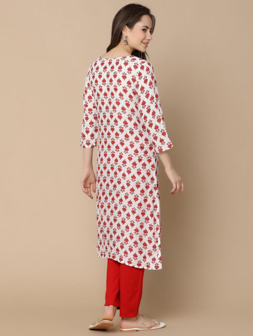 white rayon straight kurta - 20958788 - Standard Image - 3