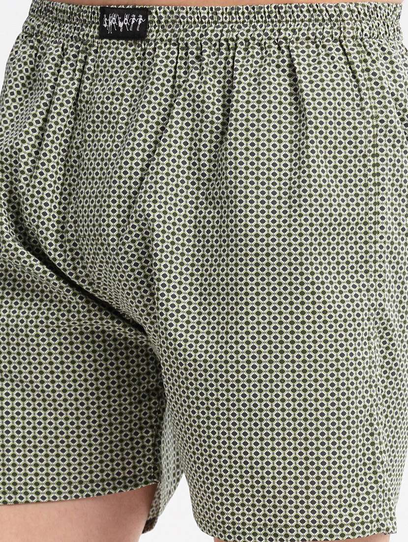 men olive geometric printed boxer - 20960519 -  Standard Image - 5