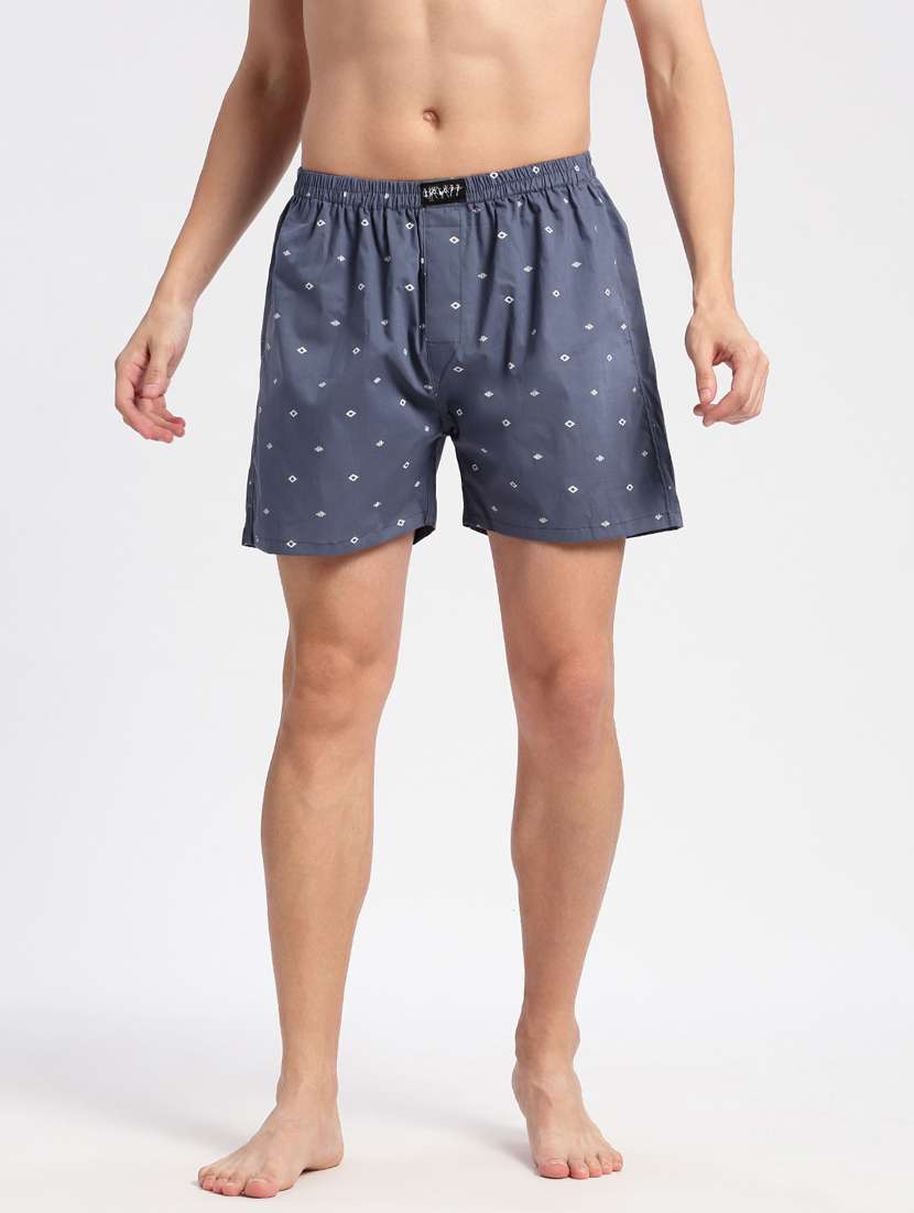 men blue printed boxer