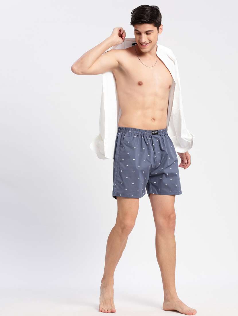 men blue printed boxer - 20960520 -  Standard Image - 3