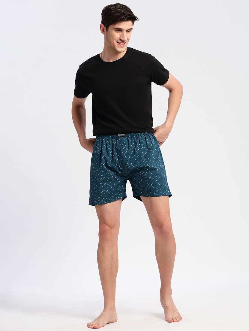 men teal printed boxer - 20960524 -  Standard Image - 3