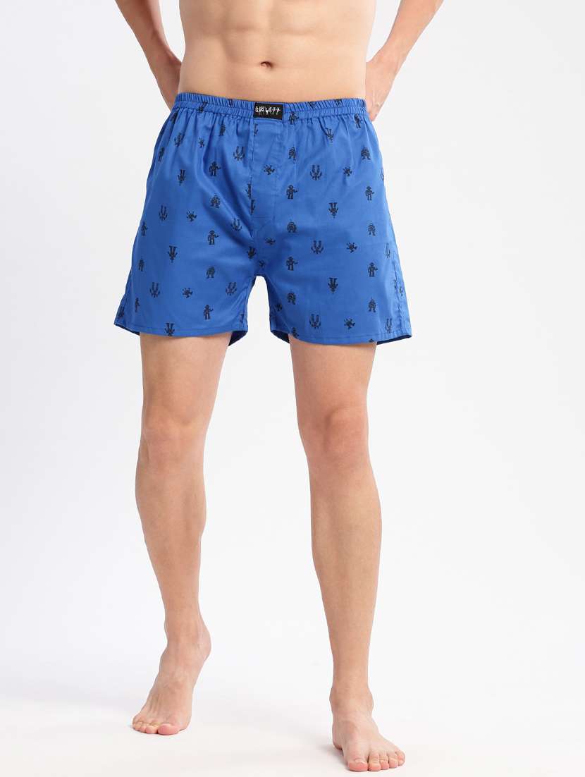 men light blue printed boxer