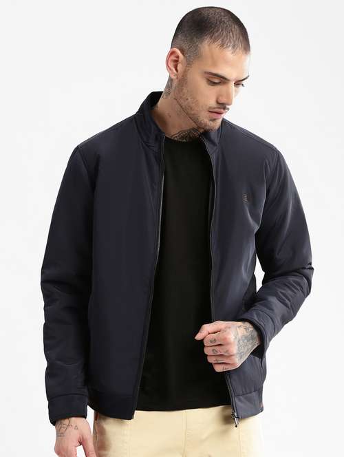 solid navy blue casual jacket - 20960536 -  Standard Image - 0