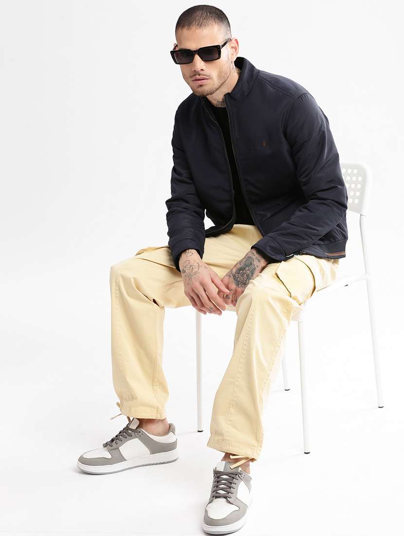 solid navy blue casual jacket - 20960536 - Standard Image - 3