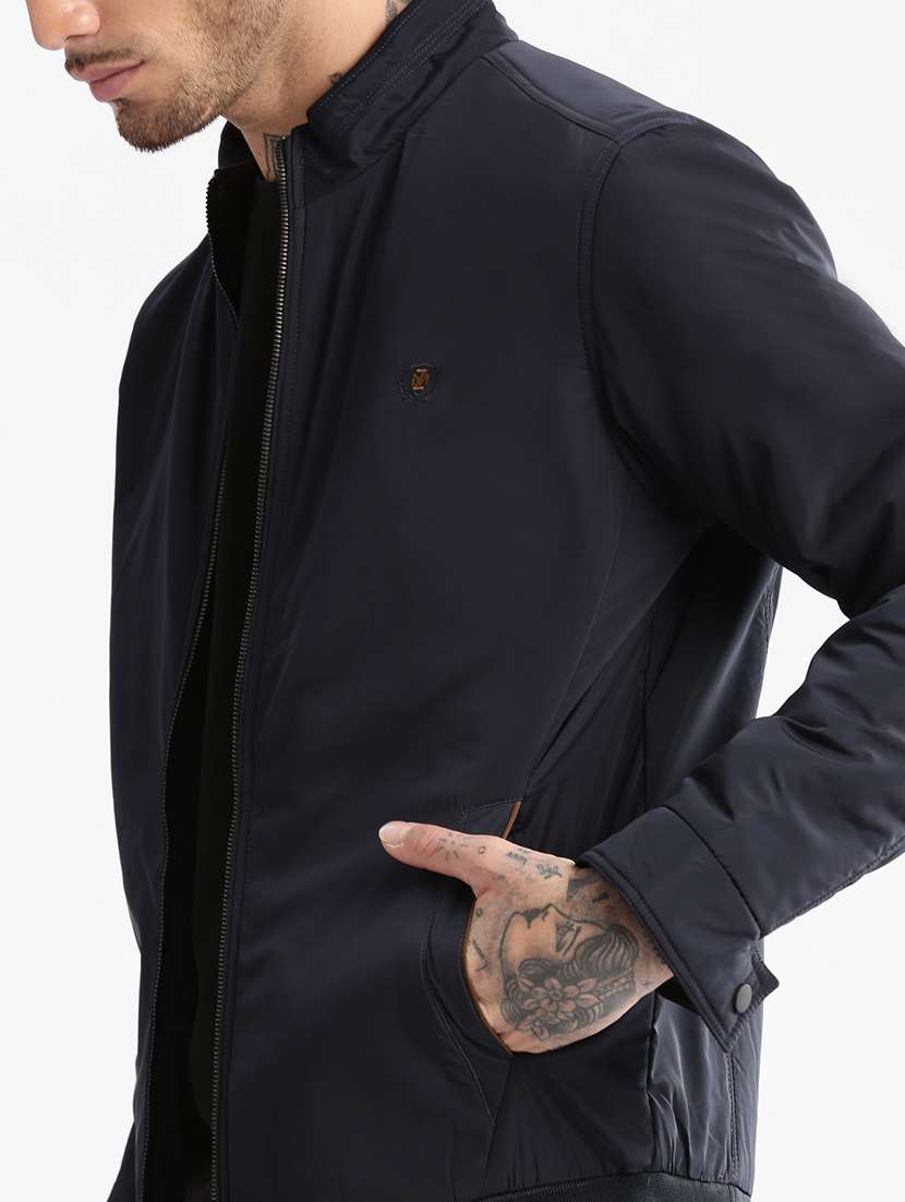 solid navy blue casual jacket - 20960536 - Standard Image - 5
