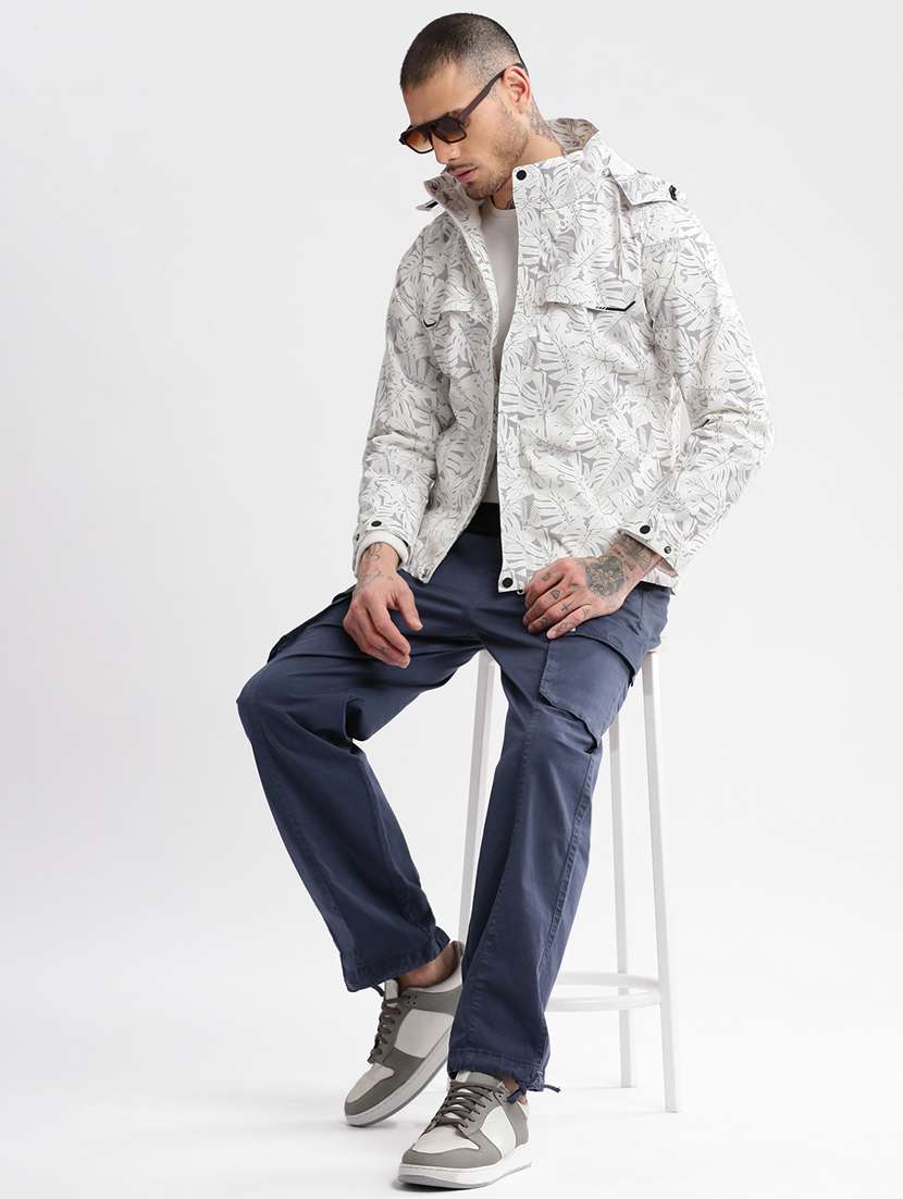 white printed detailed casual jacket with sweatshirt - 20960547 -  Standard Image - 3
