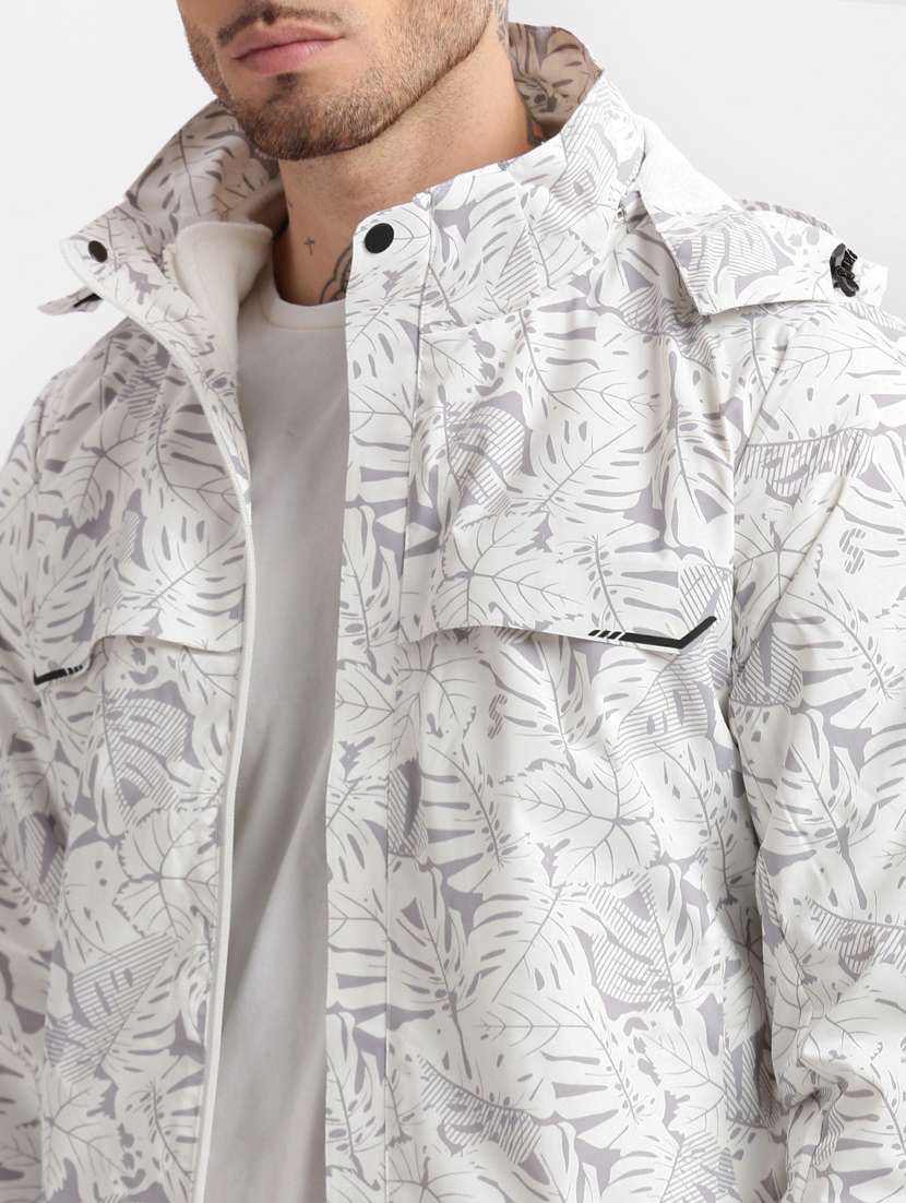 white printed detailed casual jacket with sweatshirt - 20960547 -  Standard Image - 5