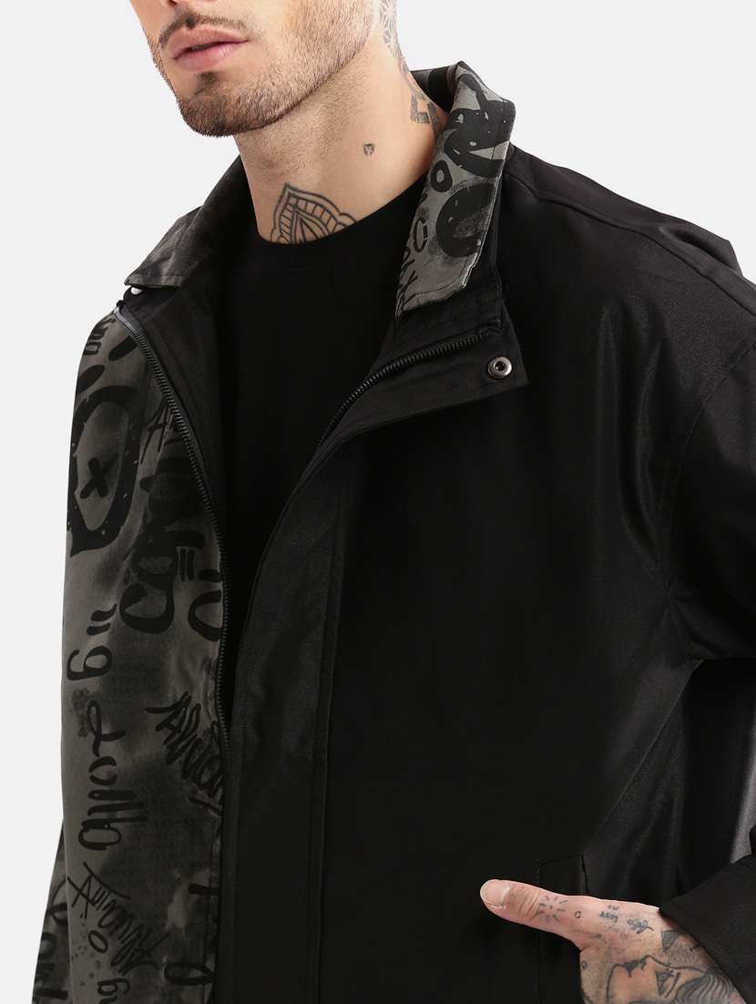 black printed detailed casual jacket - 20960550 -  Standard Image - 5