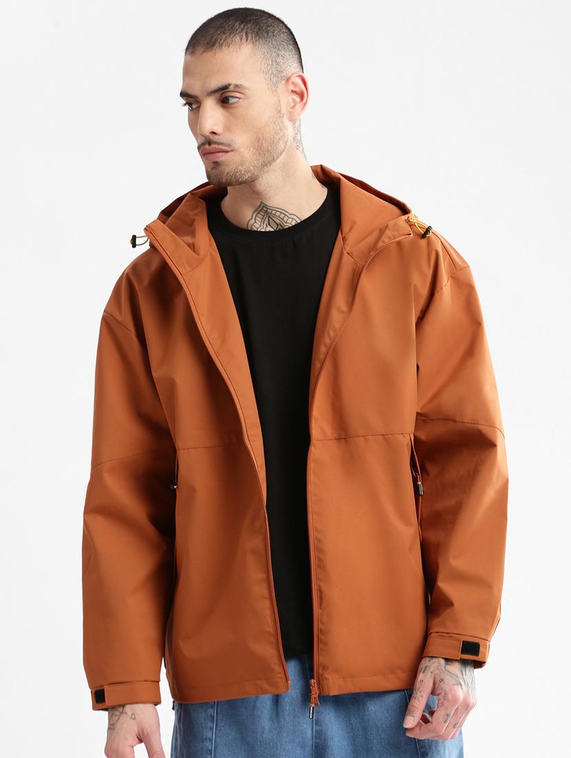 solid rust detailed casual hooded jacket - 20960558 - Zoom Image - 0