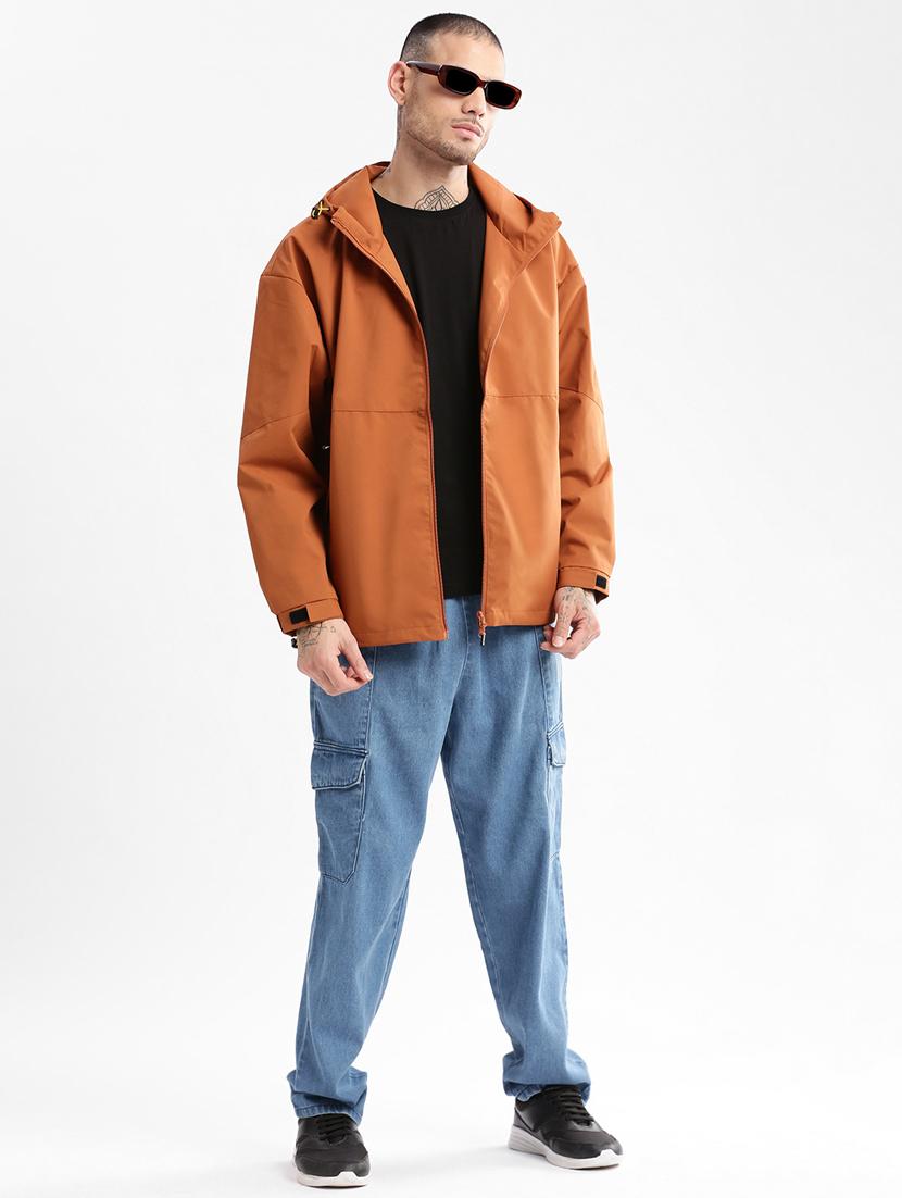 solid rust detailed casual hooded jacket - 20960558 - Standard Image - 3