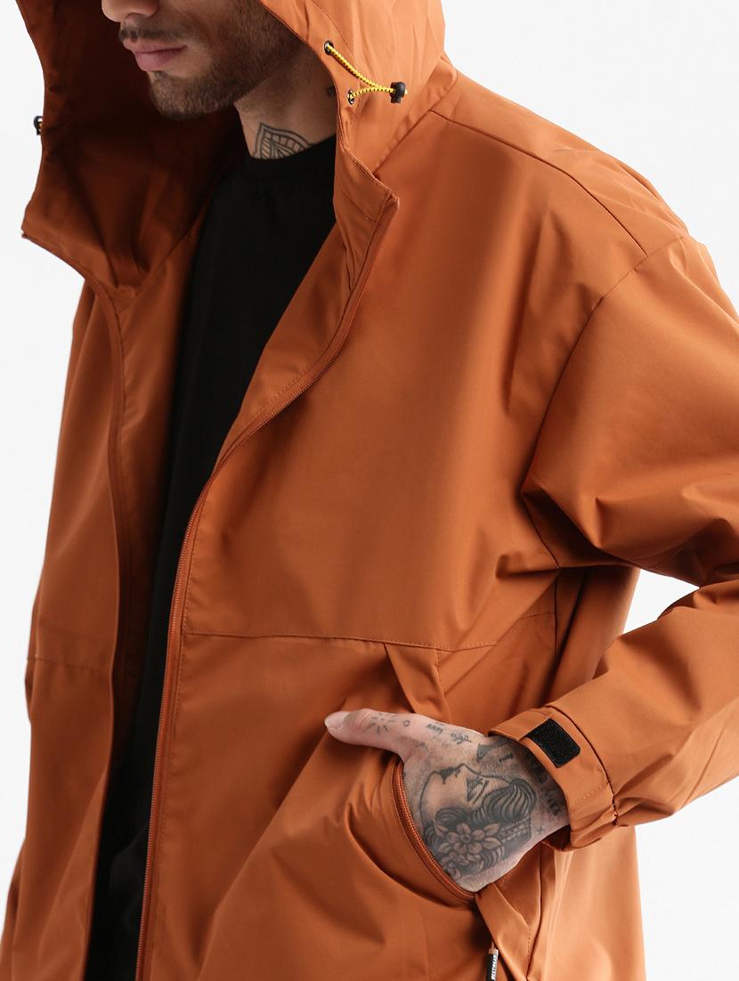 solid rust detailed casual hooded jacket - 20960558 - Standard Image - 5