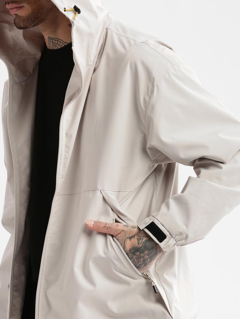 solid cream detailed casual hooded jacket - 20960559 - Standard Image - 5