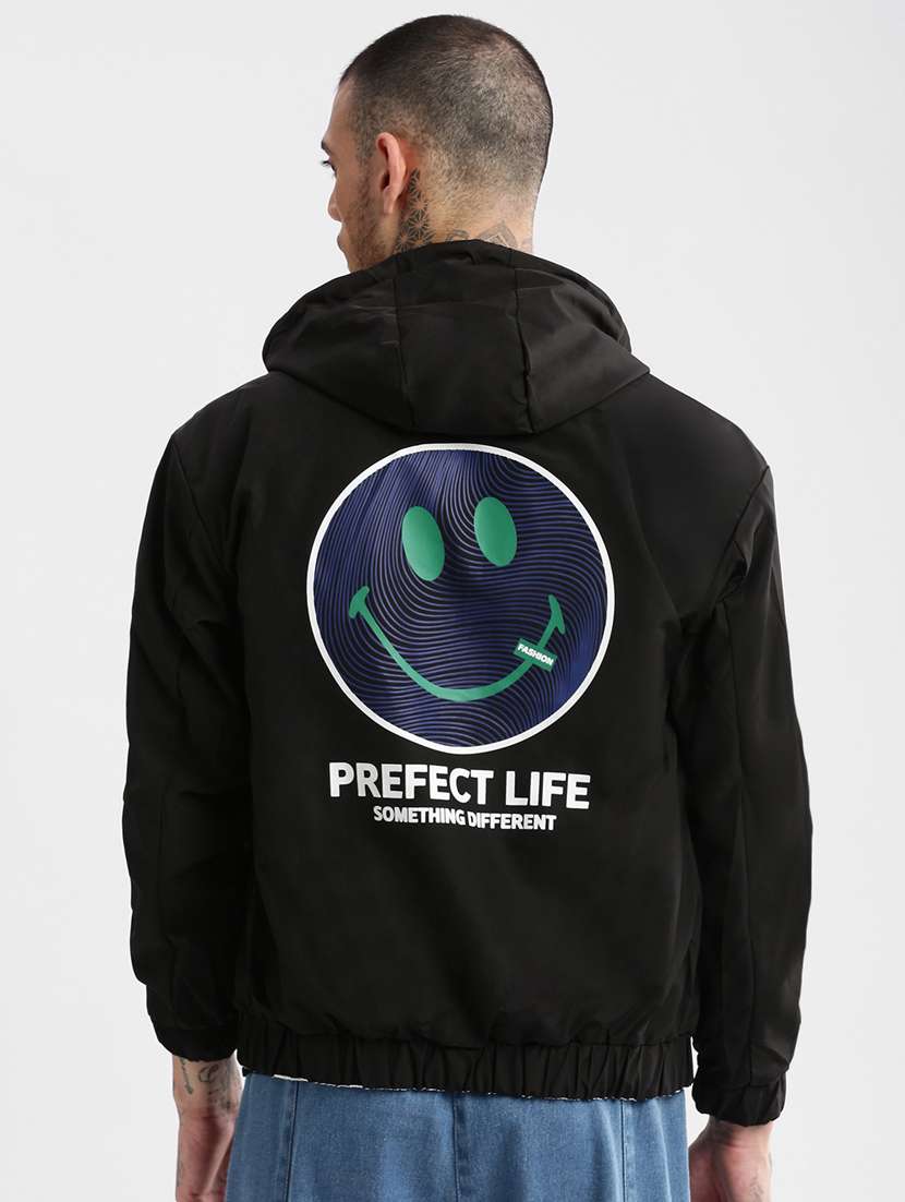 white printed detailed casual reversible hooded jacket - 20960562 -  Standard Image - 5