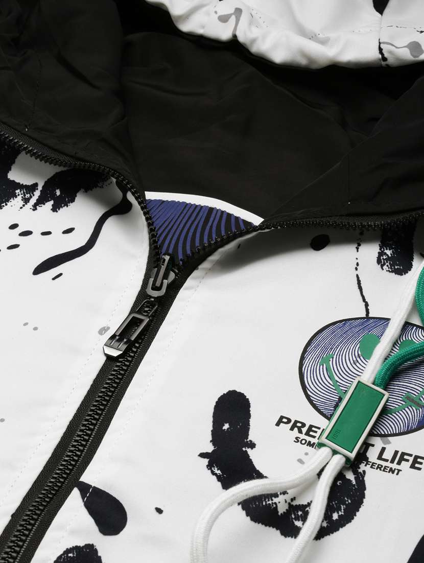 white printed detailed casual reversible hooded jacket - 20960562 -  Standard Image - 8